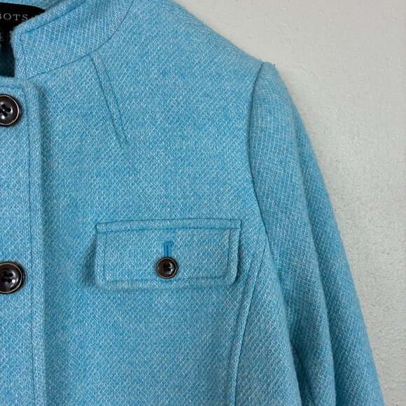 Talbots Wool Band-Collar Jacket Sky Blue Size 10 Casual Old money - Picture 2 of 8